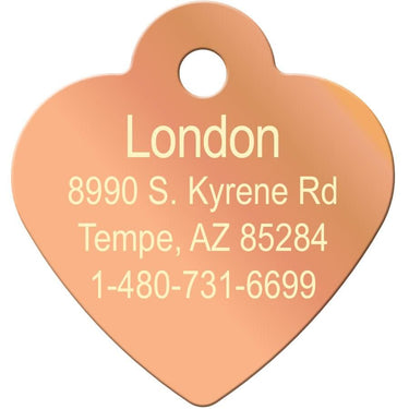 ID Tag Heart Brass Rose Gold Plated with Crystal -
